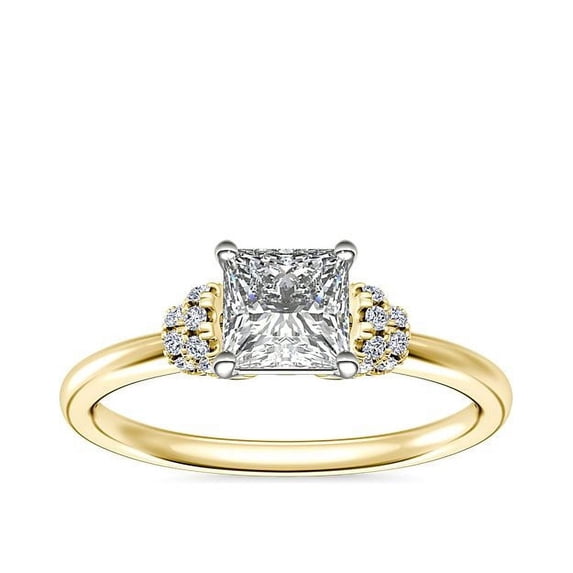 0.65 T.C.W Princess Shape Natural Diamond Latest Design Solitaire Wedding Ring for Ladies Solid 14K Yellow Gold Size 8