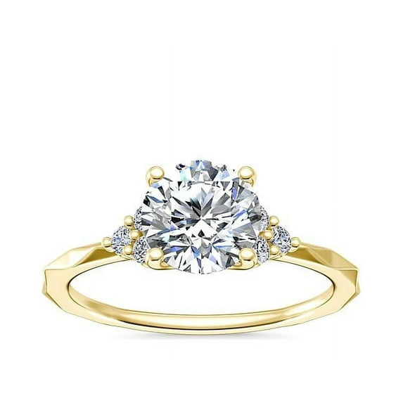0.65 T.C.W Round Shaped Real Diamond New Design Halo Wedding Ring for Women Solid 18K Yellow Gold Size 3.5