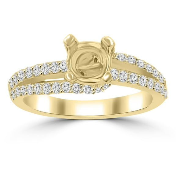 0.65 ct Ladies Round Cut Diamond Semi Mounting Engagement Ring in 14 kt Yellow Gold