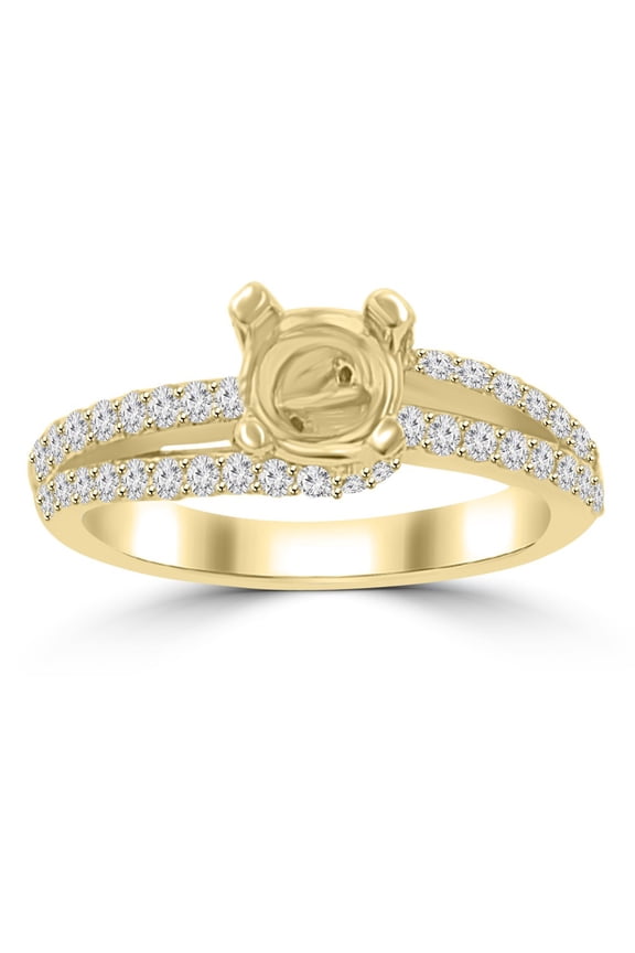 0.65 ct Ladies Round Cut Diamond Semi Mounting Engagement Ring in 14 kt Yellow Gold
