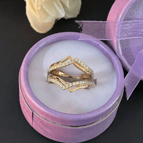 0.65Ct. Diamond Enhancer Wedding Band- Double Curved Enhancer Matching Band In 925 Sterling Silver