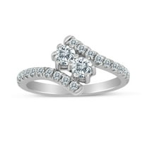 0.65ctw Diamond Two Stone Ring in 10k White Gold