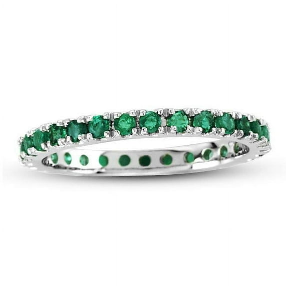 0.66 CTTW Emerald Eternity Ring, 14K Gold - Size 4.5