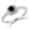 thumbnail image 1 of 0.66 CTW Round Black Diamond Halo Engagement Ring in 14K White Gold with Accents - Size 3, 1 of 1