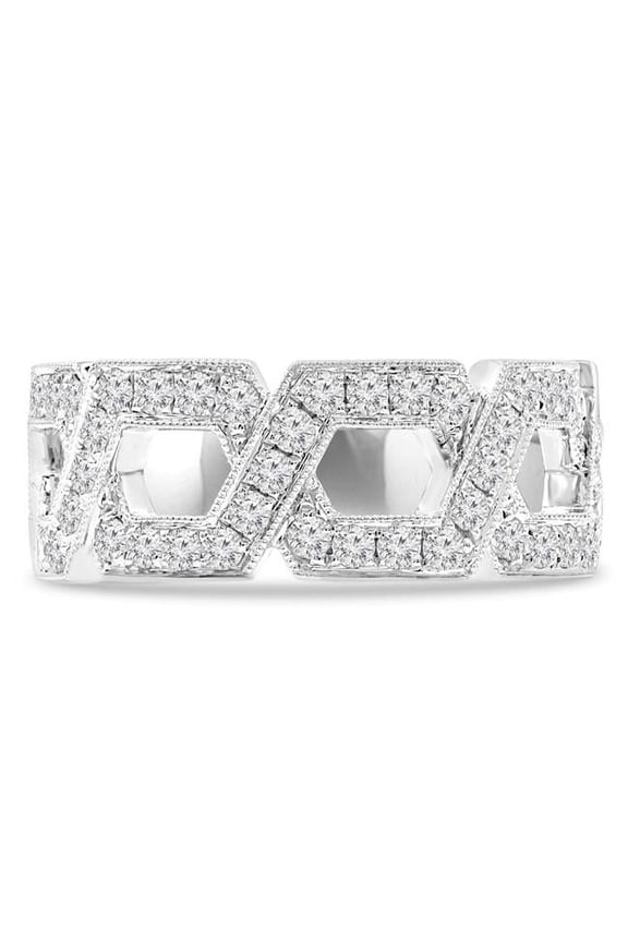0.66 CTW Round Diamond Cocktail Ring in 18K White Gold - Size 3
