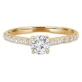 thumbnail image 1 of 0.66 CTW Round Diamond Trellis Solitaire with Accents Engagement Ring in 14K Yellow Gold - Size 7, 1 of 1