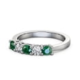 thumbnail image 1 of 0.66 Ct Excellent Round Cut Shiny Real Diamond Emerald Gemstone Eternity Band for Wedding 14K White Gold Size 7.5, 1 of 7
