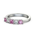 thumbnail image 1 of 0.66 Ct Round Cut Pink Sapphire Natural Diamond Stunning Engagement Eternity Band for her 14K White Gold Size 5.5, 1 of 7