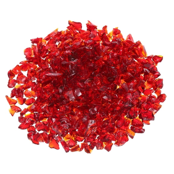 Uxcell 0.66 Pound Fire Glass Stone, 6-9mm Reflective Fire Pit Glass Rock for Fireplace, Red