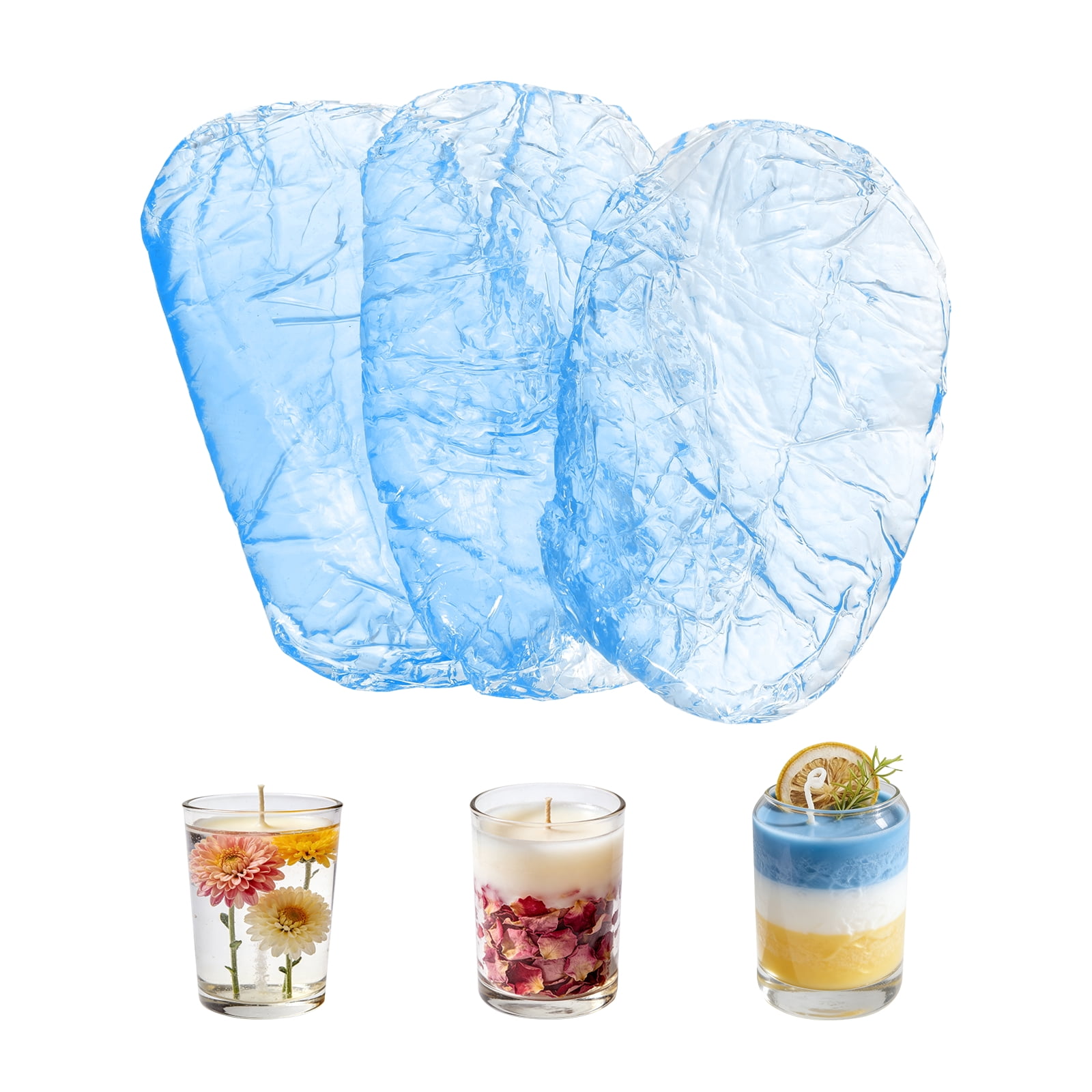 0.66lb Gel Wax for Candle Making, High Transparency Gel Wax Melts Candles Making Supplies for DIY Handmade Candle Decorative Material Supplies, Blue,3pcs