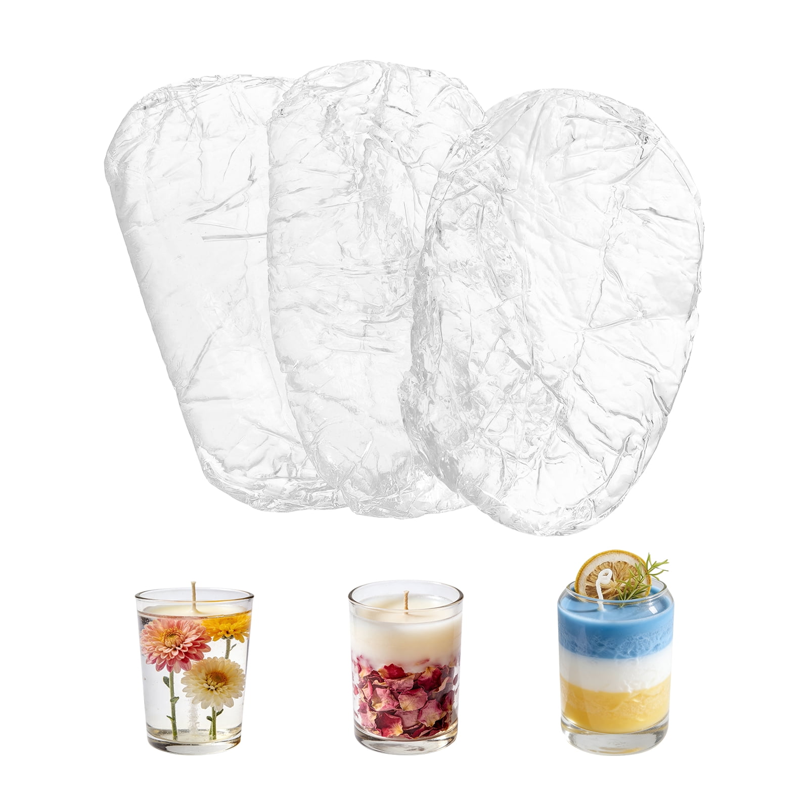 0.66lb Gel Wax for Candle Making, High Transparency Gel Wax Melts Candles Making Supplies for DIY Handmade Candle Decorative Material Supplies, White,3pcs