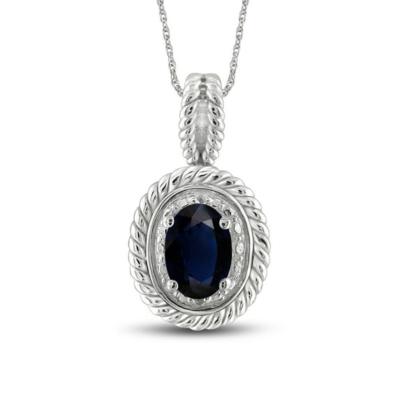 0.67 Carat T.G.W. Sapphire Gemstone & Accent White Diamond Pendant
