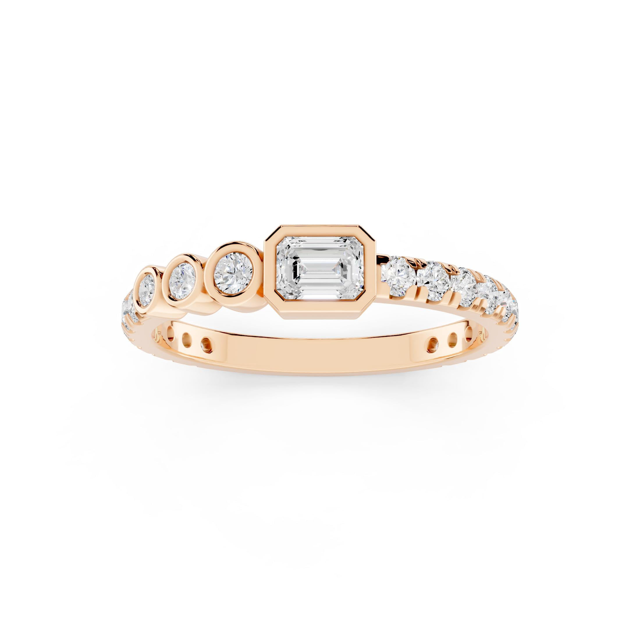 0.68 CT Round &amp; Emerald Moissanite Eternity Wedding Band Ring for Women ...