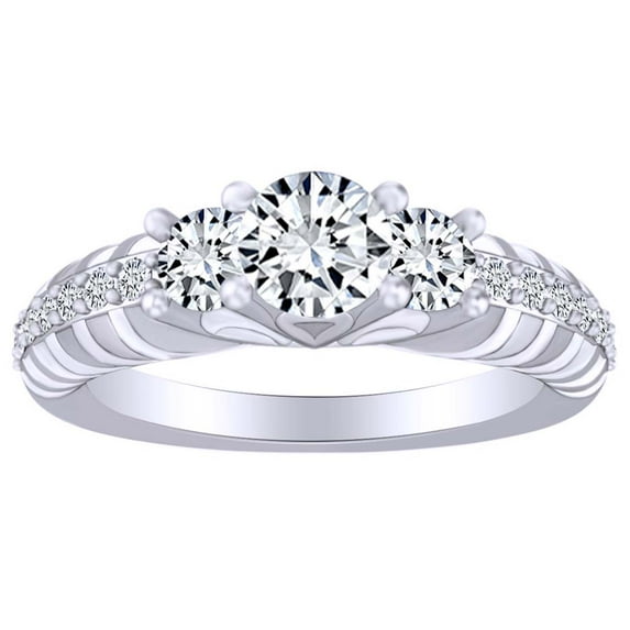 AFFY 0.68 Carat (Cttw) Round Shape White Natural Diamond Solitaire Engagement Ring In 14k Solid White Gold Ring Size-8