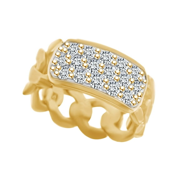 AFFY 0.68 Carat (Ctw) Round White Natural Diamond Fashion Anniversary Wedding Band Ring In 14k Yellow Gold Ring Size-6