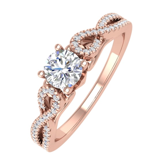 0.68 Carat Prong Set Diamond Twisted Engagement Ring in 14K Rose Gold (Ring Size 5.25)
