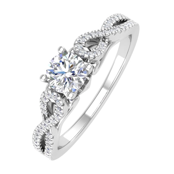 0.68 Carat Prong Set Diamond Twisted Engagement Ring in 14K White Gold (Ring Size 8.25)