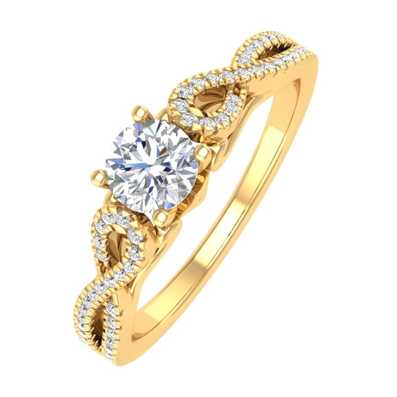 0.68 Carat Prong Set Diamond Twisted Engagement Ring in 14K Yellow Gold (Ring Size 6)