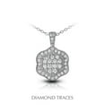 thumbnail image 1 of 0.68 Carat Total Natural Diamonds 18K White Gold Pave Setting Flower Shape With Milgrain Fashion Pendant, 1 of 1