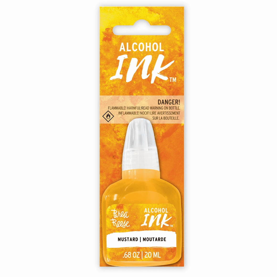 0.68 fl oz Alcohol Ink in Mustard, Refillable Bottle, Fade Resistant Pigment for Resin, Waterproof Paper, Canvas, Ceramic, Acrylic Paint, Air Dry Clay, DIY Art, Crafts, Bold Yellow