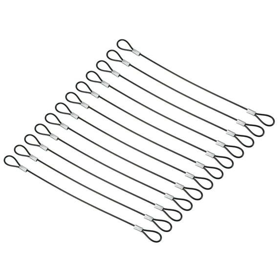 Uxcell 0.6ft Safety Cable Lock 12 Pack Stainless Steel 0.08" Security Wire Rope Black