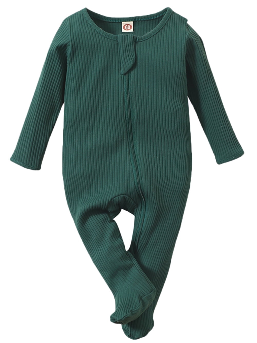 06M Newborn Baby Footie Pajamas Zipper Front Infant Cotton Onepiece
