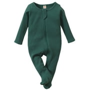0-6M Newborn Baby Footie Pajamas Zipper Front Infant Cotton One-piece Sleeper Pjs Newborn Footed Sleep Play
