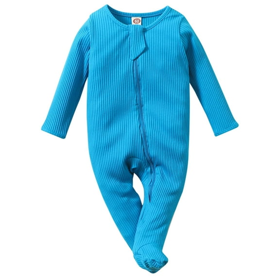0-6M Newborn Baby Footie Pajamas Zipper Front Infant Cotton One-piece Sleeper Pjs Newborn Footed Sleep Play