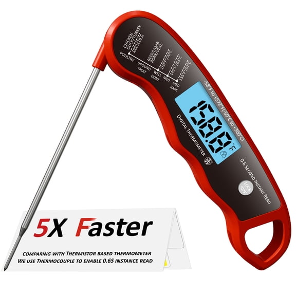 0.6S Instant Read Digital Meat Thermometer Probe/PenFactoryCalibrated/Waterproof/Backlit/Magnetic/Flip Display/Motion Sensor:Outdoor BBQ, Barbecue Grilling, Smoking, Oven, Baking, Oil, Candy