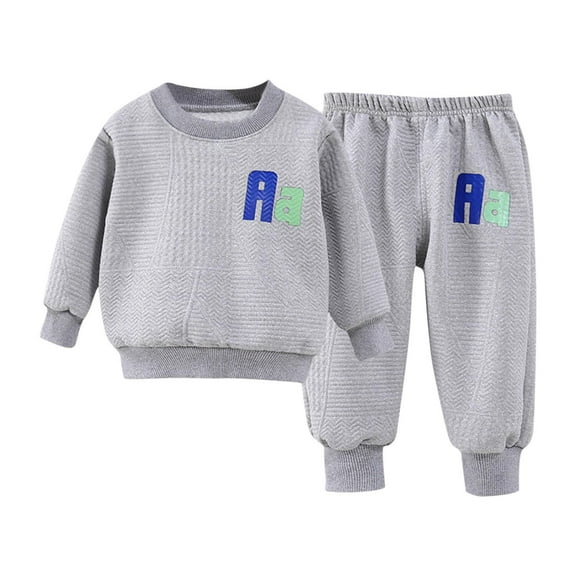 0-6T Baby Boys and Girls Sweatshirt Sweatpant 2PC Set Letter Print Long Sleeves Pullover Tops Pant Fall Outfits