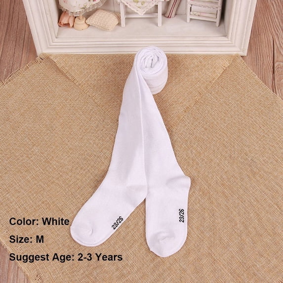 0-6Years Spring/Autumn Infant Soft Cotton Baby Girls Tights Pantyhose WHITE 2-3 YEARS