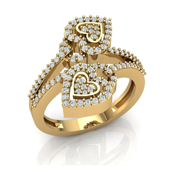 0.6carat Round Cut Diamond Prong Ladies Heart Fancy Engagement Ring Bridal Solid 18K Gold H SI2