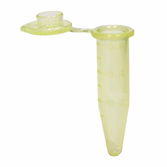 0.6ml Microcentrifuge Tubes, Yellow, Polypropylene, Box of 1000 Tubes/Unit