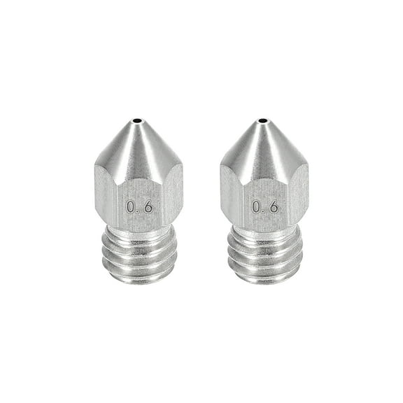 0.6mm 3D Printer Nozzle, Fit for MK8 Extruder Head, for 1.75mm Filament Stainless Steel 2pcs