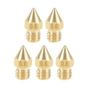 0.6mm 3D Printer Nozzle Head M6 Thread for MK8 1.75mm Extruder Print, Brass 5pcs
