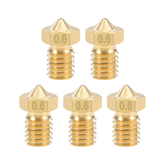 0.6mm 3D Printer Nozzle Head M6 Thread for V5 V6 1.75mm Extruder Print, Brass 5pcs