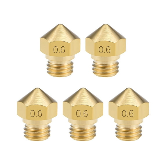 0.6mm 3D Printer Nozzle Head M7 Thread Replacement for MK10 1.75mm Extruder Print Brass 5pcs