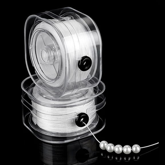 0.6mm Bracelet String 76 Yards Beading Thread Nylon String Seed Bead Thread Sewing String with Buckle for Leather Stitching Beading Jewelry Bracelets Necklace Making White