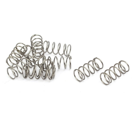 0.6mmx7mmx15mm 304 Stainless Steel Compression Springs Silver Tone 10pcs