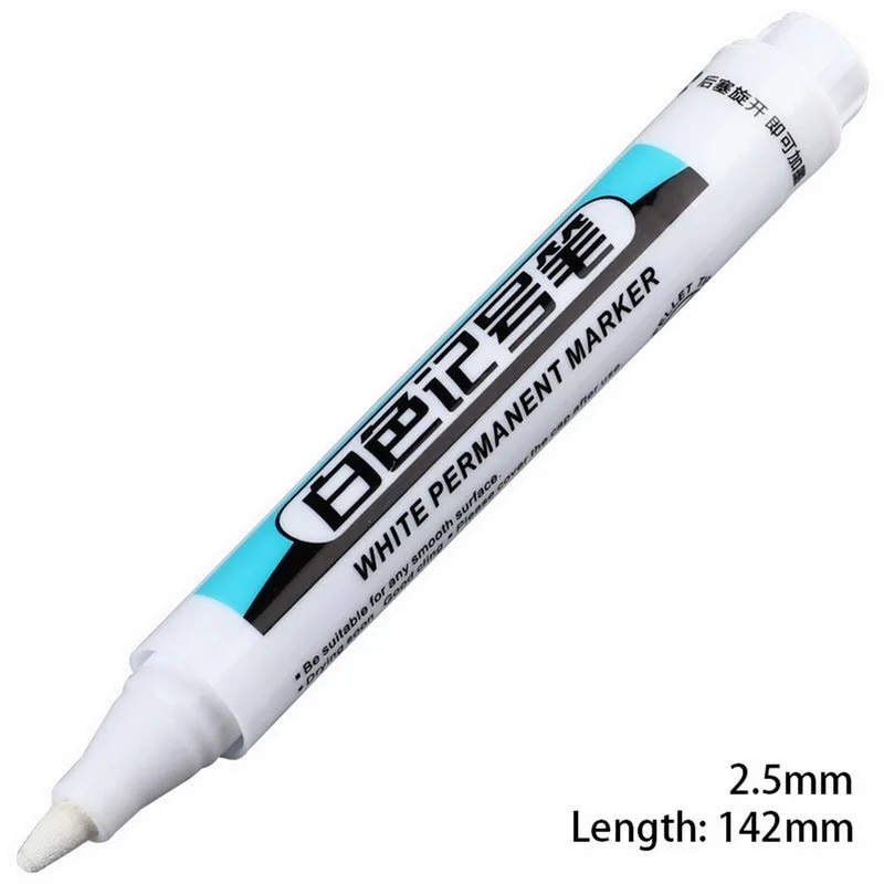0.7/1.0/2.5MM White Permanent Marker Pen Waterproof Painting Marker For