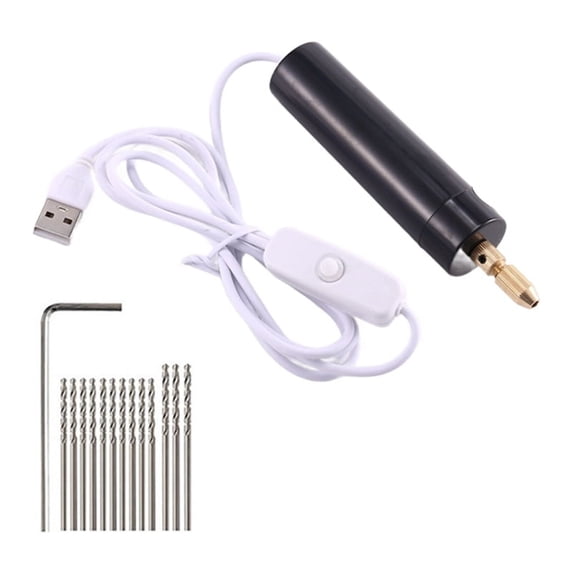 0.7-1.2Mm Micro-Electric Hand Drill Set for Resin,Electric Mini Jewelry Making Electrical Pin Vise Kit