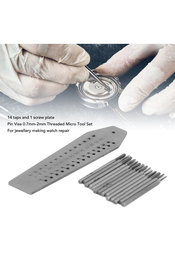 0.7,2mm Thread Tap Die Set For Watch Jewelry Repair, 14pc Kit