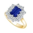 thumbnail image 1 of AFFY 0.7 Carat (Cttw) Simulated Blue Sapphire & White Natural Diamond Cluster Engagement Ring In 14k Solid Yellow Gold Ring Size-8, 1 of 1