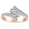 thumbnail image 1 of AFFY 0.7 Carat (Ctw) Round White Natural Diamond Two Stone Bypass Anniversary Wedding Band Ring 14K Solid Rose Gold Ring Size-6, 1 of 1