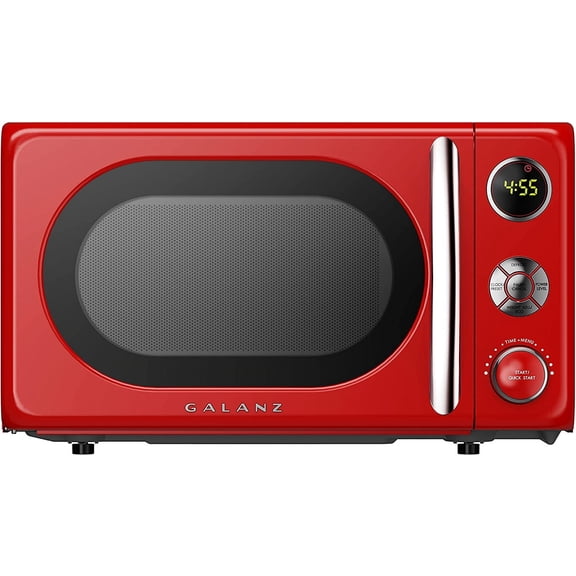 0.7 Cu Ft Microwave Oven with LED Lighting Pull Handle Child Lock Retro Red Classic Style Bestseling