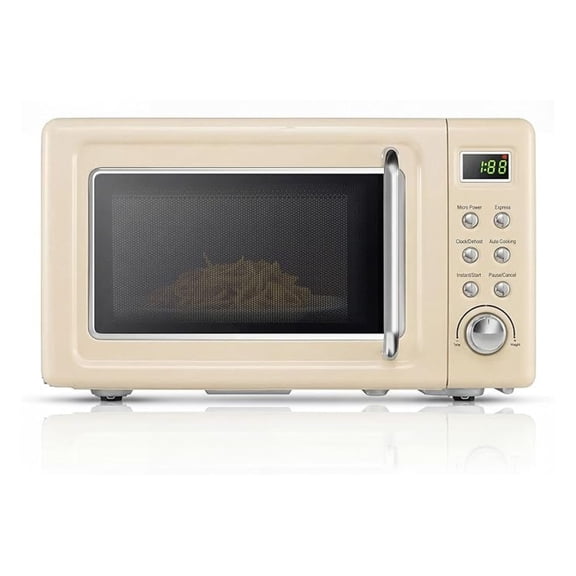 0.7 Cu.ft Microwave Oven, 700W Countertop Microwave - 5 Power Levels, Defrost, Auto Cooking, LED Display, Child Lock, Cream White - Kitchen, Dorm, RV