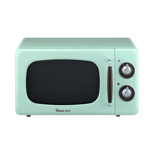 0.7 Cu ft New Magic Chef 700 Watt Countertop Microwave in Mint Green