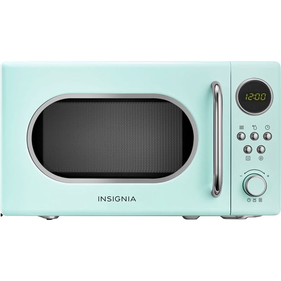 0.7 Cubic Foot Retro Mini Microwave Oven with Removable 10-inch Glass Turntable, 700 Watts - Mint