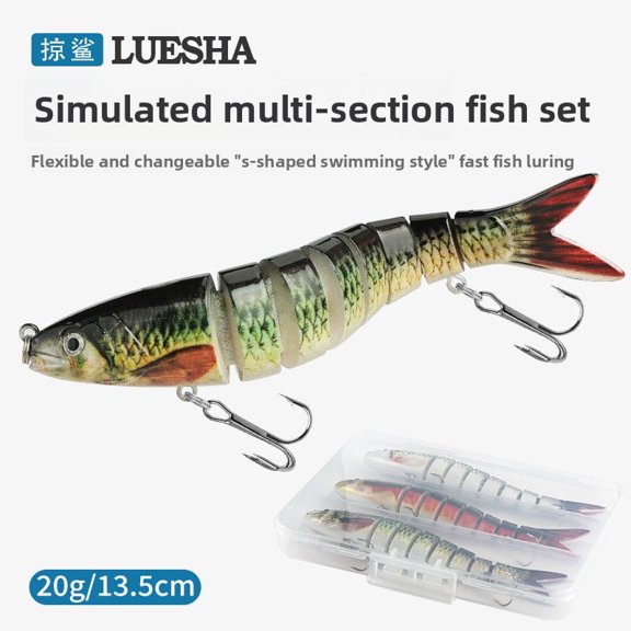 0.7 Oz 5.3 in 3-piece 8-piece fish lure fake bait multi-section fish imitation animation bait hard bait set for rivers, lakes, streams, offshore, etc