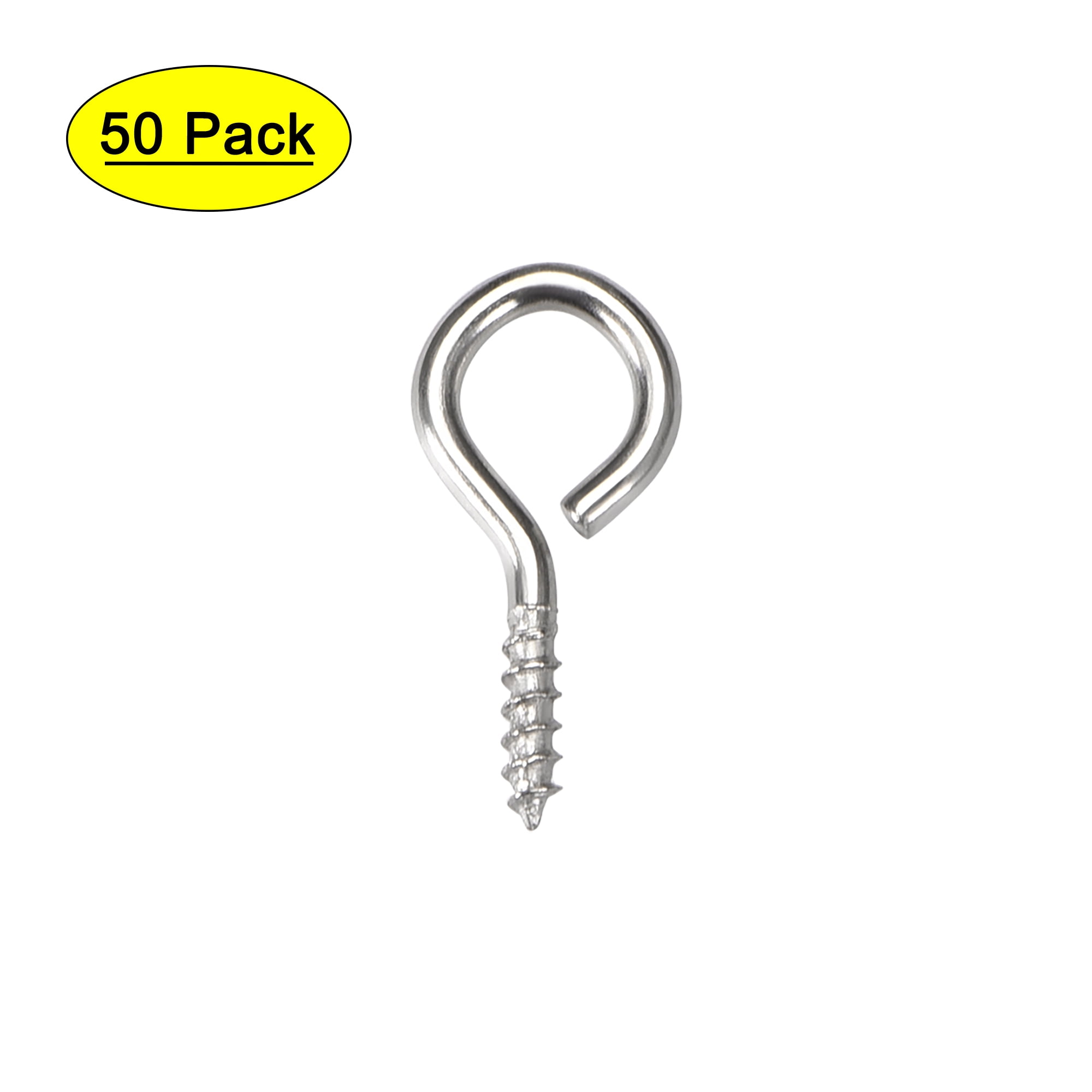 0.7 Small Screw Eye Hooks Self Tapping Screws Carbon Steel Screw-in Hanger  Eye-Shape Ring Hooks Silver 50Pack